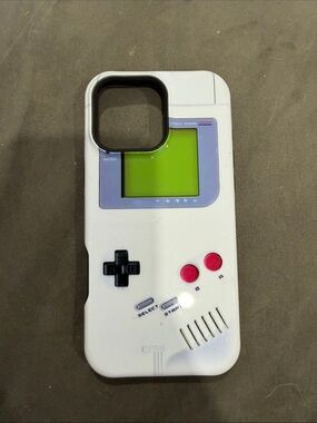 Retro Gameboy Style White hard iPhone 16 pro max Case with Green Screen